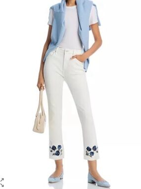 NWT Driftwood Jeans Colette Embroidered Cropped Straight Leg Jean